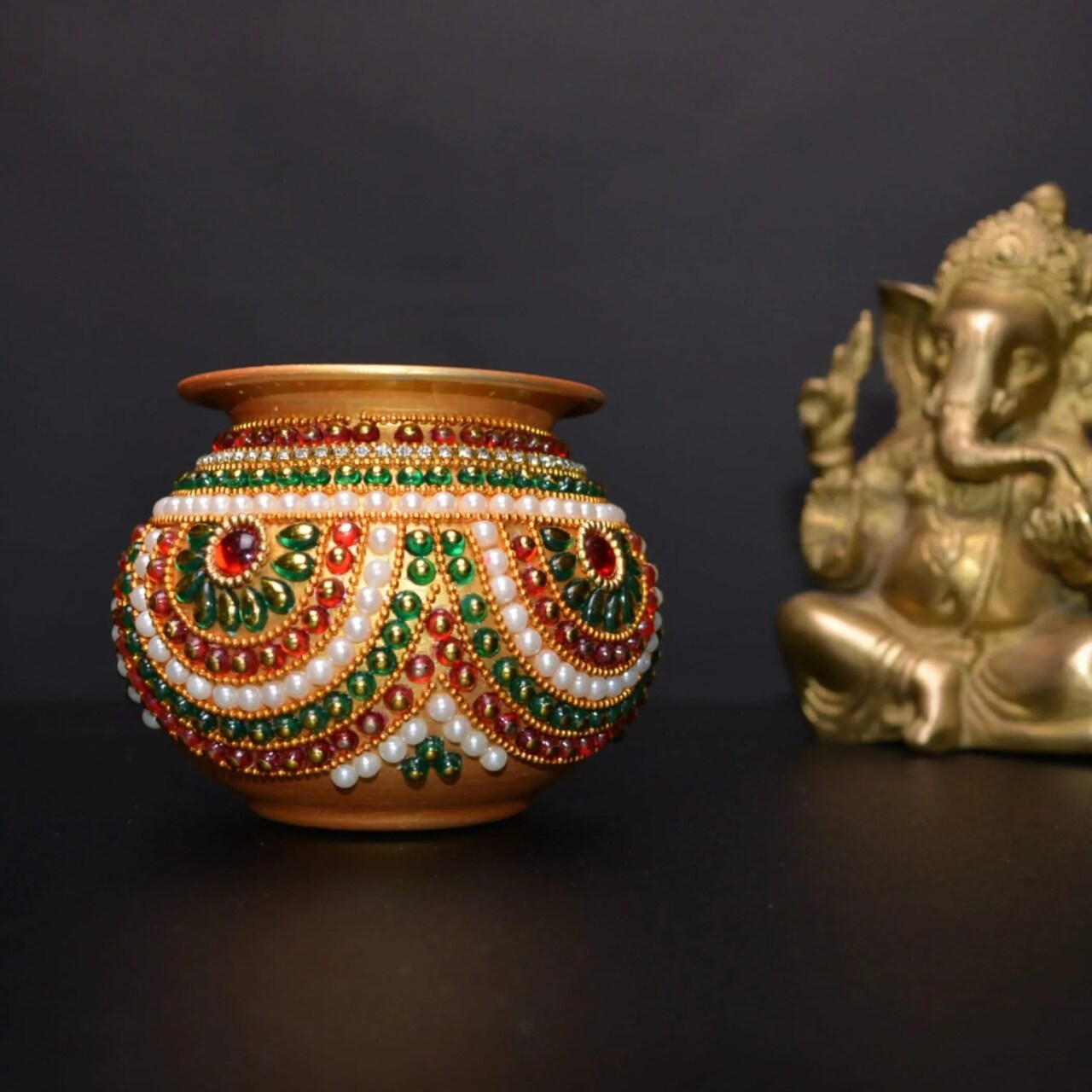 Decorative Kalash for Pooja Handmade Mild Steel Puja Kalash Festival Wedding Decor Grah Pravesh Home Temple Mandir Decor Housewarming Gift Lota for Navratri Karvachauth Diwali